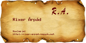 Rixer Árpád névjegykártya